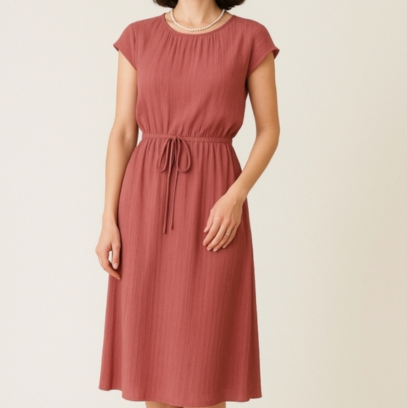Hal Ferman Blush Pink Vintage Lace Short Sleeve Midi Dress Large Mauve - Picture 1 of 10